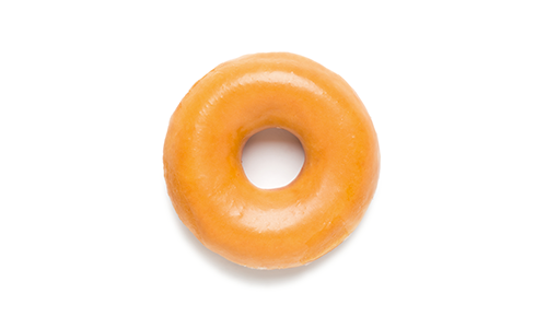 Glazed plain donut on white background